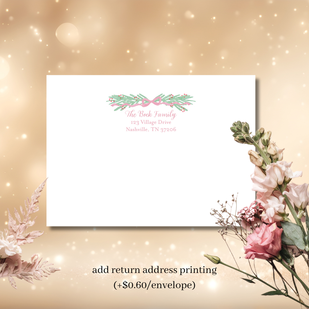 Bow with Greenery Merry Christmas Card