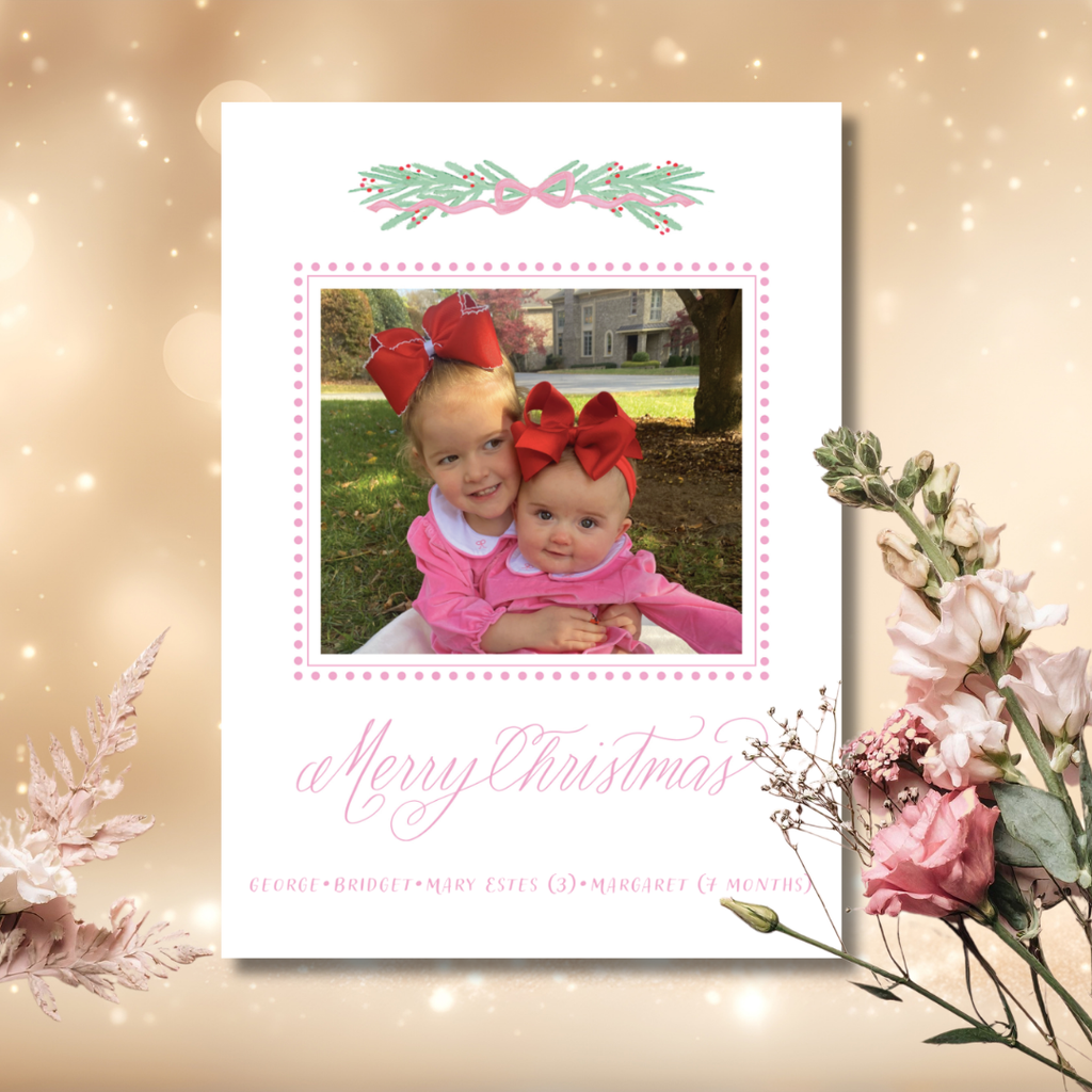 Bow with Greenery Merry Christmas Card