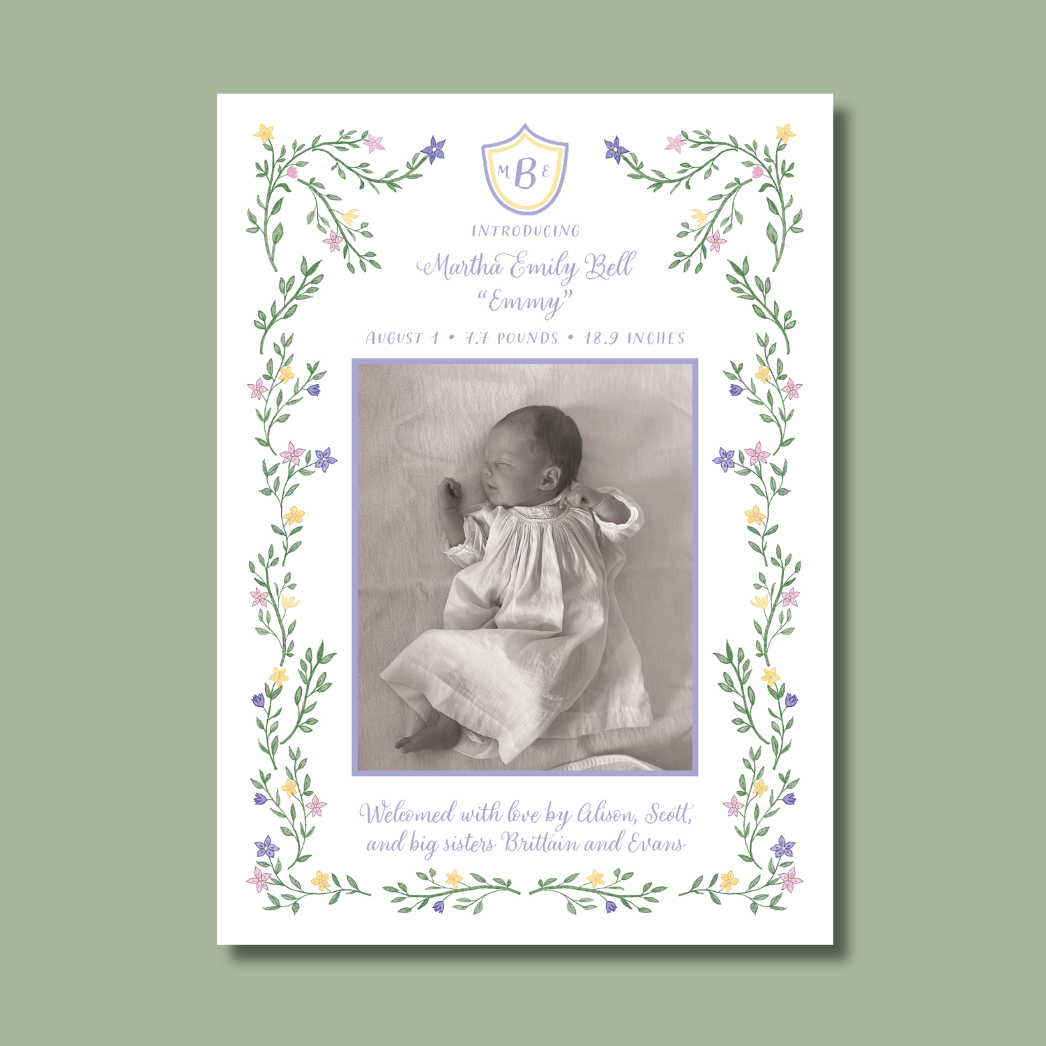 Floral Birth Announcement