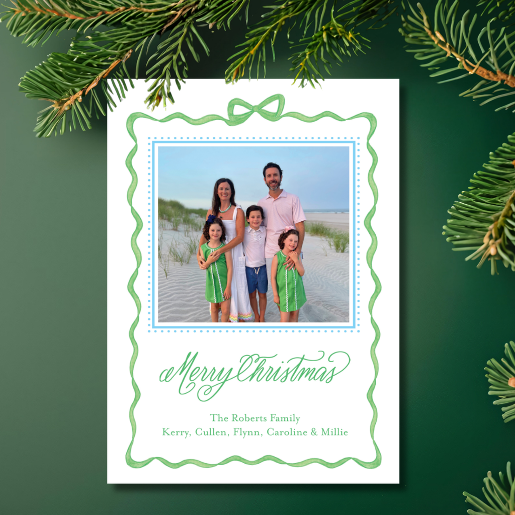 Green Ribbon Merry Christmas Card