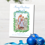 Blue Bow Merry Christmas Card