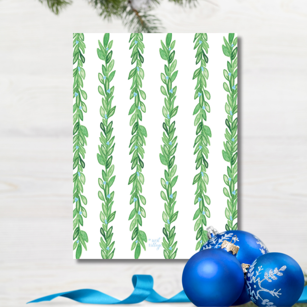 Blue Bow Merry Christmas Card