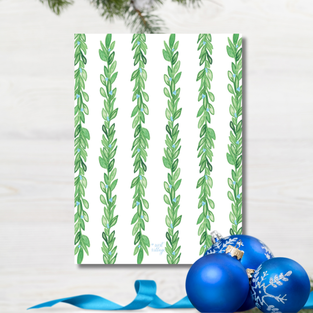 Blue Bow Merry Christmas Card