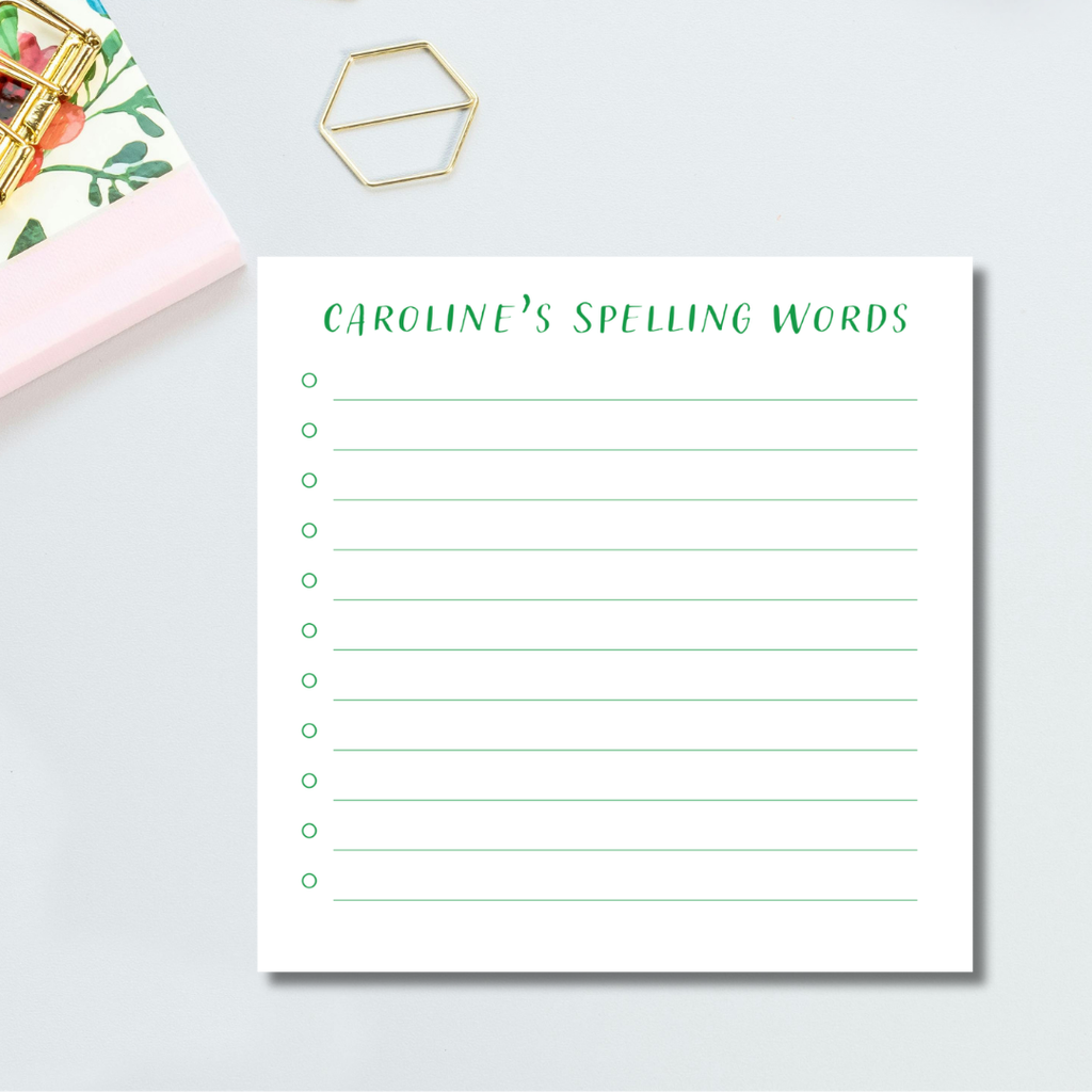 Square Spelling Words Notepad