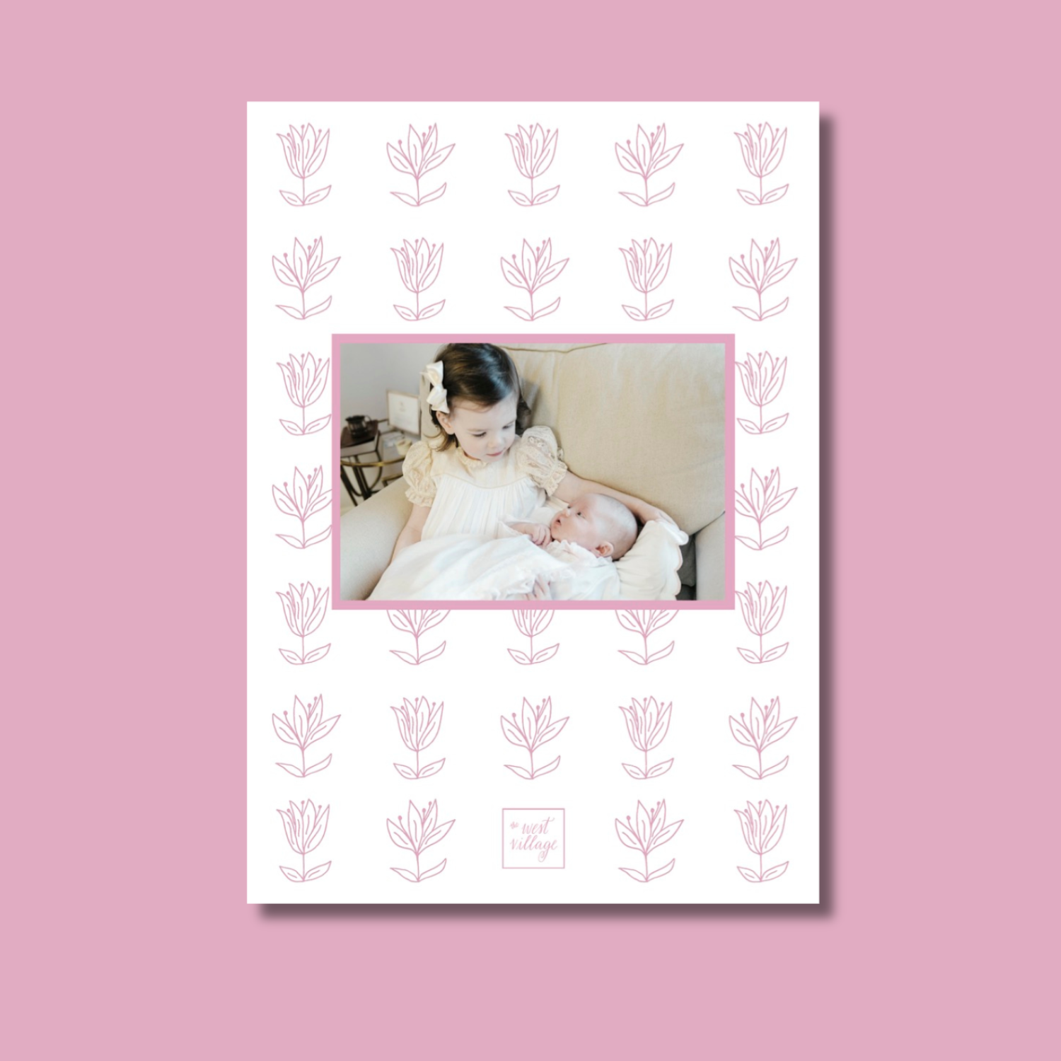 Floral Monogram Birth Announcement