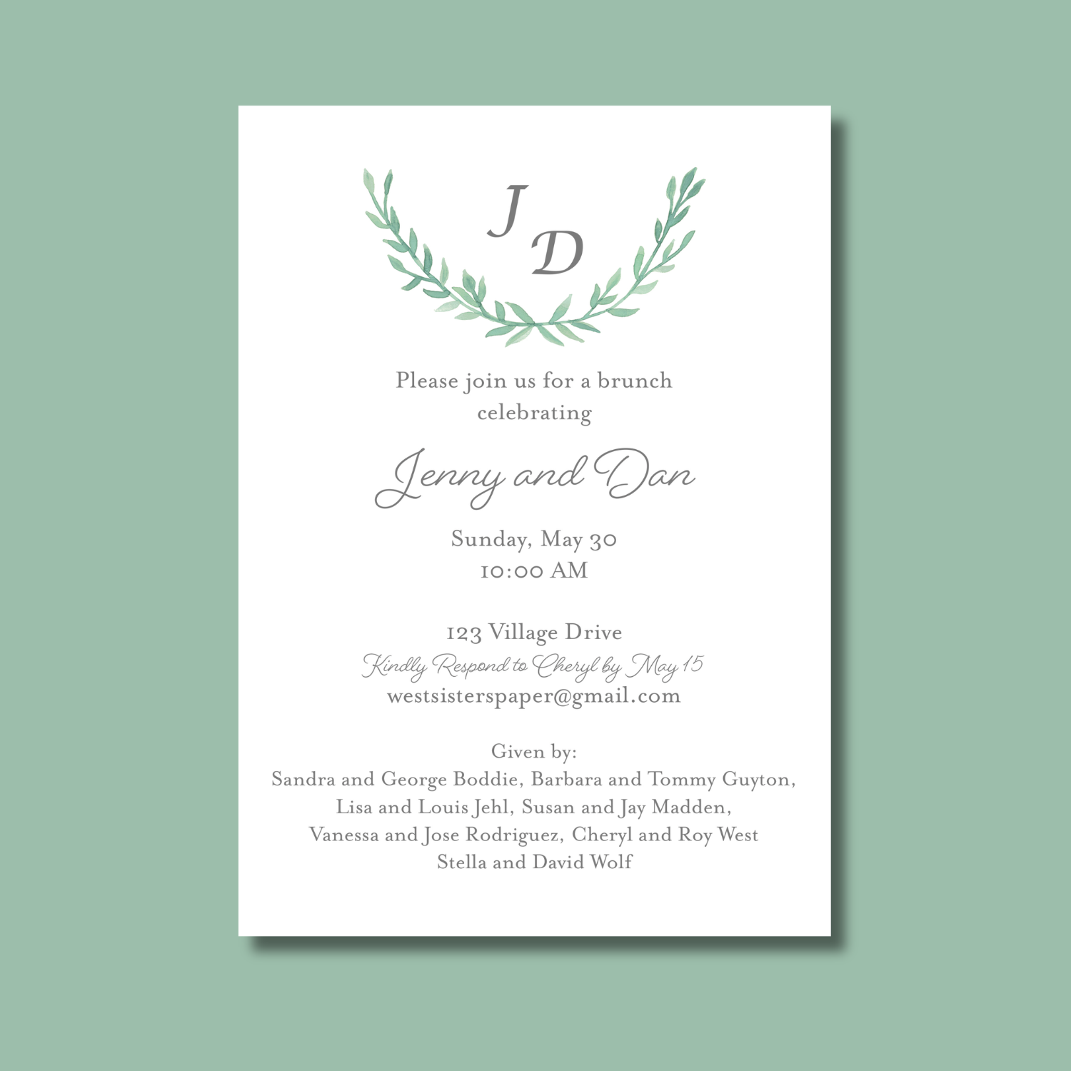 Monogram Vine Invitation